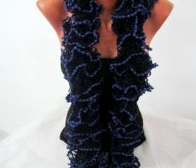 Elegant ruffles, scarf, girls, women, spring, autumn, colorful, dark blue,blue
