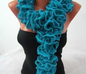 Elegant curly scarf, scarf, girls, women, spring, autumn, spring, autumn, Turquoise